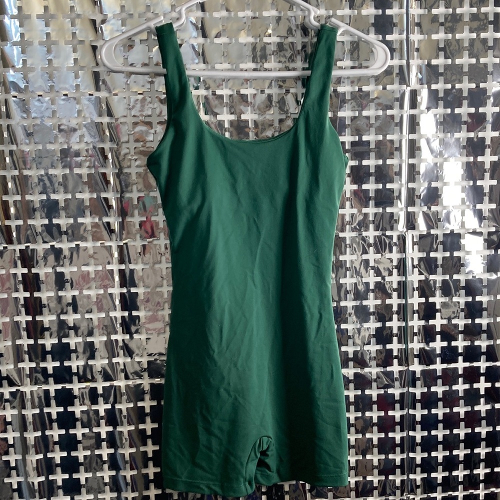 Green Sleeveless Stretch Romper Jumpsuit